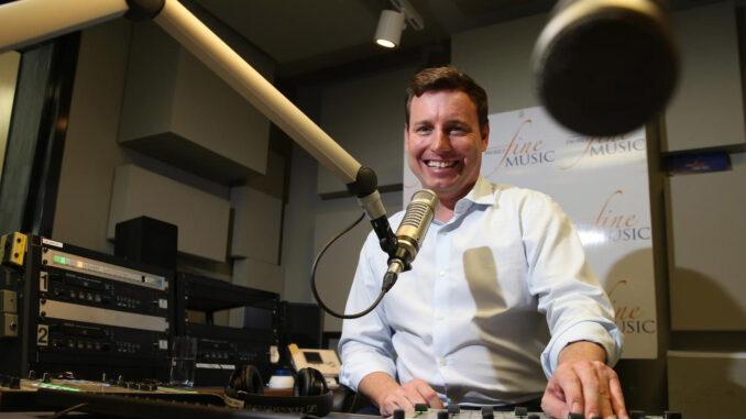 Simon Moore Studio A Radio Host in studio